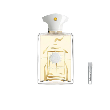 Amouage Beach Hut Man Eau de Parfum retail bottle with Radiance Fragrance 1 mL sample