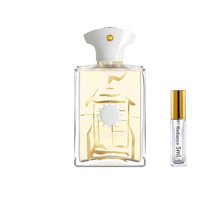 Amouage Beach Hut Man Eau de Parfum retail bottle with Radiance Fragrance 5 mL sample