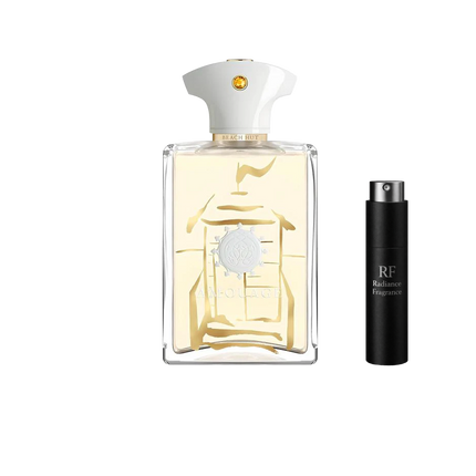 Amouage Beach Hut Man Eau de Parfum retail bottle with Radiance Fragrance 5 mL premium atomizer