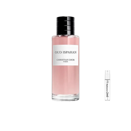 Christian Dior Oud Ispahan Eau de Parfum retail bottle with Radiance Fragrance 2 mL sample