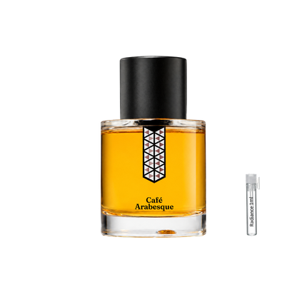 Les Indémodables Café Arabesque retail bottle with Radiance Fragrance 1 mL sample