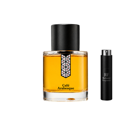 Les Indémodables Café Arabesque retail bottle with Radiance Fragrance 5 mL premium atomizer