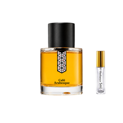 Les Indémodables Café Arabesque retail bottle with Radiance Fragrance 5 mL sample