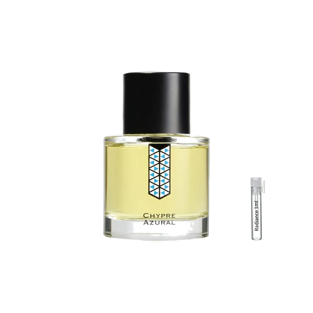 Les Indémodables Chypre Azural retail bottle with Radiance Fragrance 1 mL sample