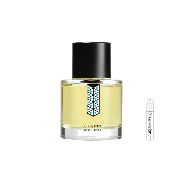 Les Indémodables Chypre Azural retail bottle with Radiance Fragrance 2 mL sample