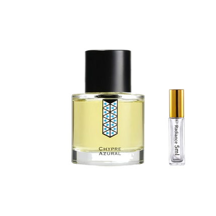 Les Indémodables Chypre Azural retail bottle with Radiance Fragrance 5 mL sample