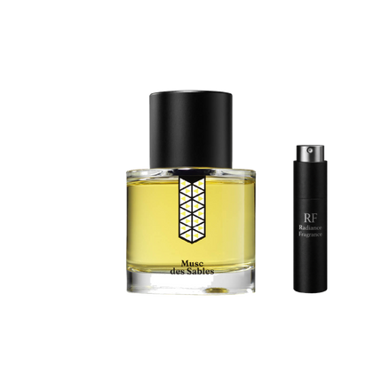 Les Indémodables Musc des Sables retail bottle with Radiance Fragrance 5 mL premium atomizer
