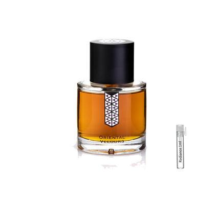 Les Indémodables Oriental Velours retail bottle with Radiance Fragrance 1 mL sample