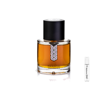 Les Indémodables Oriental Velours retail bottle with Radiance Fragrance 2 mL sample
