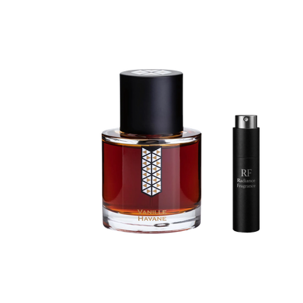 Les Indémodables Vanille Havane retail bottle with Radiance Fragrance 5 mL premium atomizer